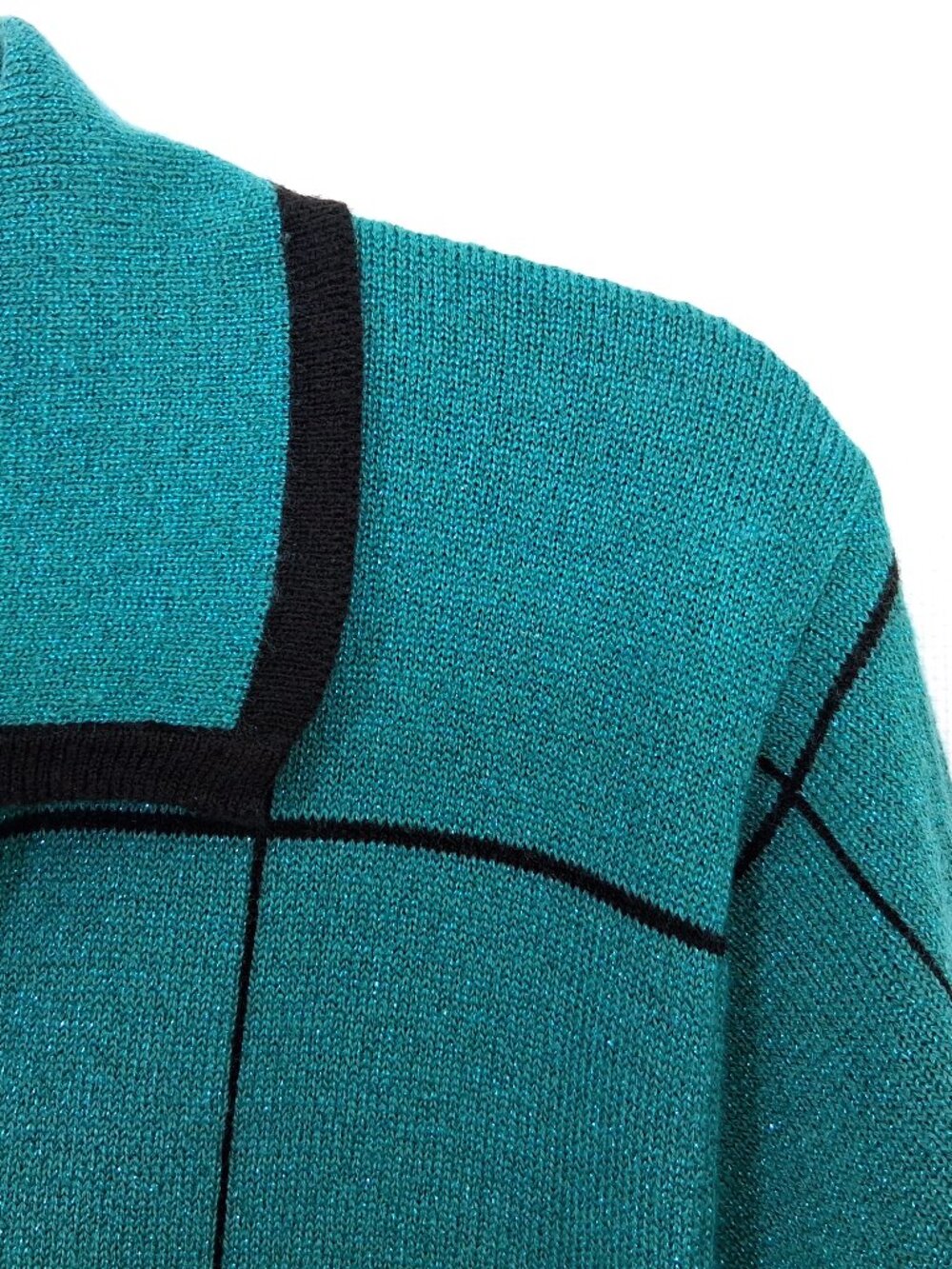 Vintage Sweater Set Allison Daley Petite Top Cardigan Sweater Teal Metallic PL - Picture 7 of 11